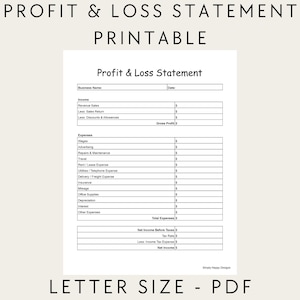 Könnte beinhalten: Eine druckbare Gewinn- und Verlustrechnung Vorlage. Die Vorlage enthält Abschnitte für Einnahmen, Ausgaben und Nettoergebnis. Das Dokument ist im Format Brief.
