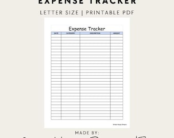 Expense Tracker Printable - PDF - Letter Size