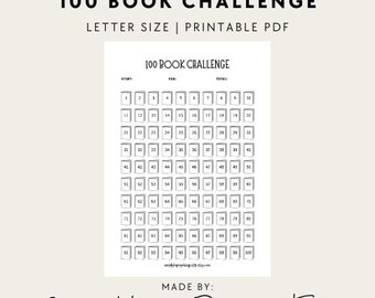 100 Book Challenge Tracker Printable PDF - Etsy Ireland