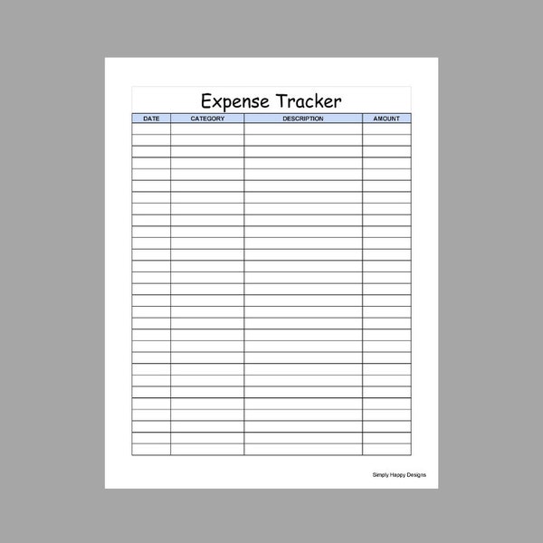 Expense Tracker Printable - PDF - Letter Size