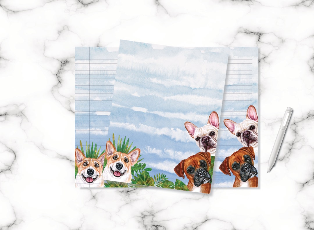 Editable Corgi Notes Printable Corgi & Friends Stationery Notebook Journal Style Paper ...