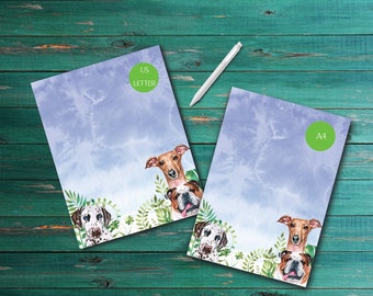 Printable Dalmatian & Friends unlined, college-ruled and journal-style paper || Printable stationery