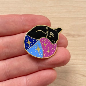 Zwarte cosmic cat harde emaille pin