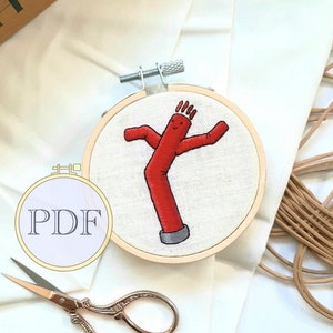 Wacky Waver Hand Embroidery Pattern: Inflatable Tube Guy (PDF Pattern)