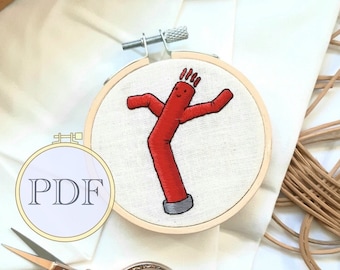 ワッキー・ウェイバーの手刺繍パターン：インフレータブルチューブガイ（PDFパターン）