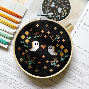 Halloween Ghost Garden Cross Stitch Kit - Beginner DIY Art
