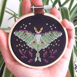 Luna Moth Cross Stitch Pattern: Easy Mini Design (PDF)