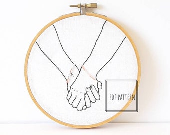 Friendship Bracelets Embroidery Pattern: Holding Hands Design (PDF Pattern)