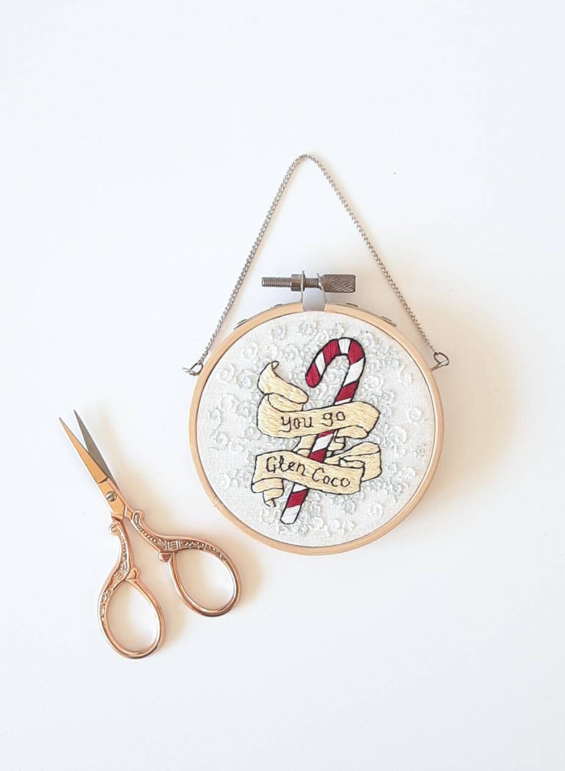 You Go Glen Coco Candy Cane Finished Embroidery Art Christmas Etsy