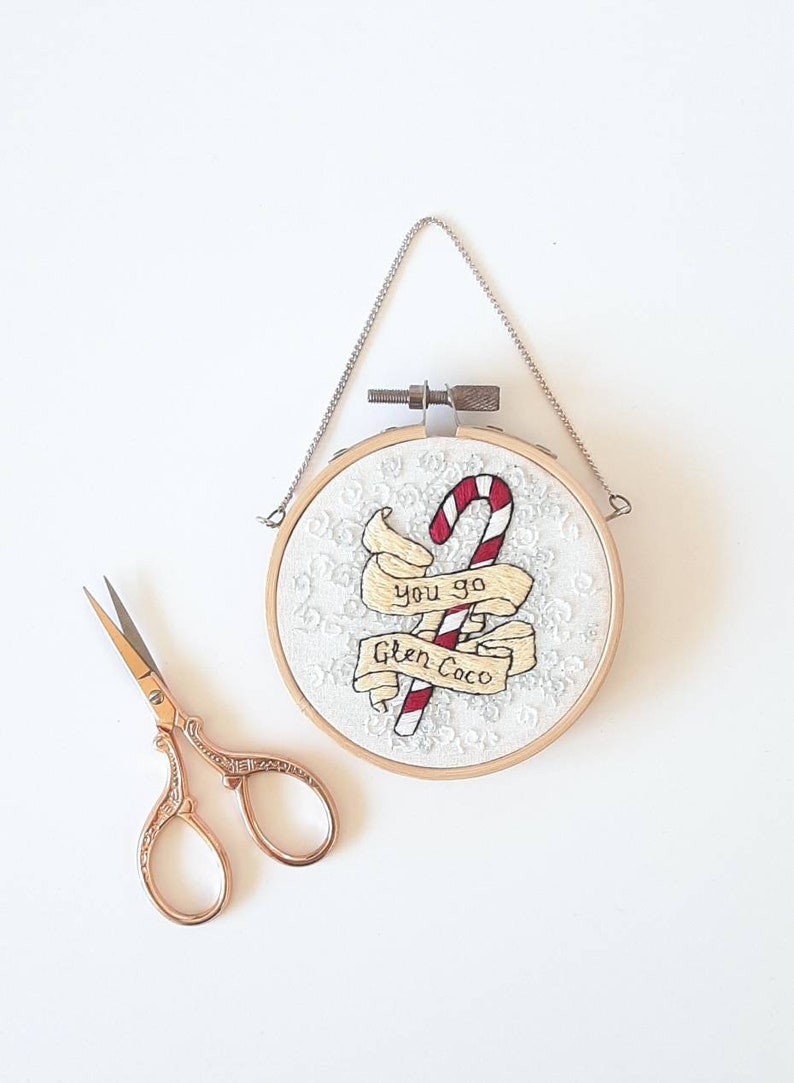 You Go Glen Coco Candy Cane Finished Embroidery Art Christmas Etsy