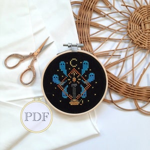 Black Candle Ghost Cross Stitch Pattern: Halloween Summoning Design (PDF)