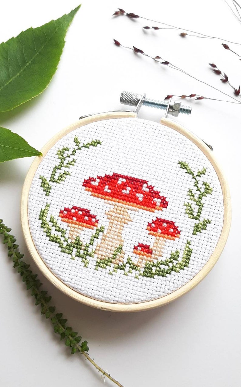 Mushroom Cross Stitch Pattern Digital Pdf Embroidery Pattern - Etsy