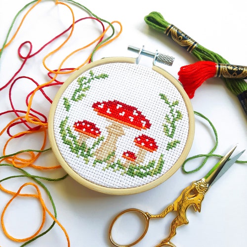 Mushroom Jar Cross Stitch Pattern Cottagecore Pattern PDF Etsy