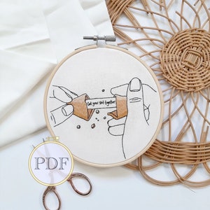 Fortune Cookie Embroidery Pattern: Funny Hoop Art DIY (PDF Pattern)