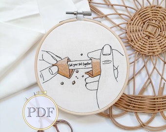 Fortune Cookie Embroidery Pattern: Funny Hoop Art DIY (PDF Pattern)