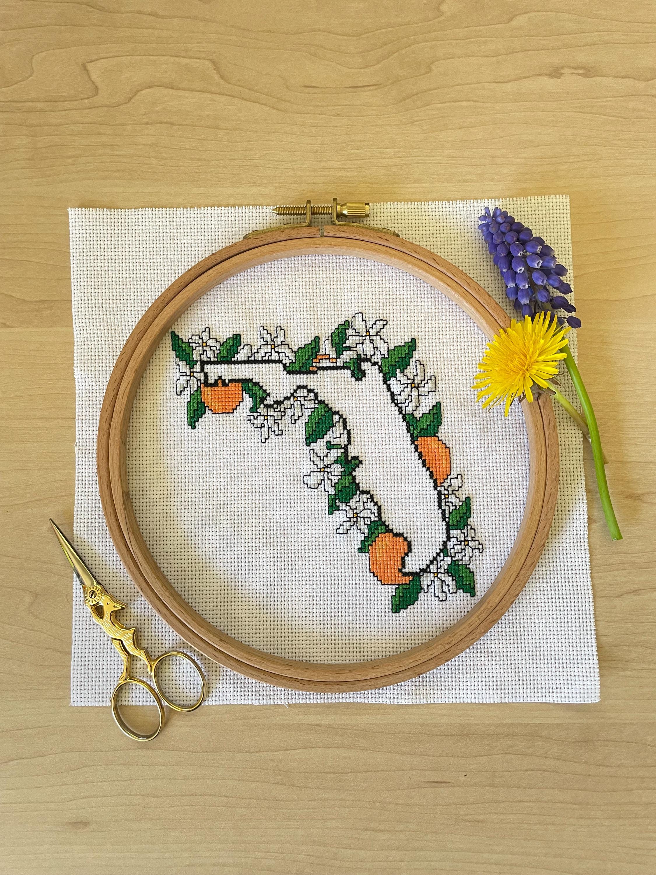 Orange Blossom Cross Stitch Pattern: Florida State Flower (PDF