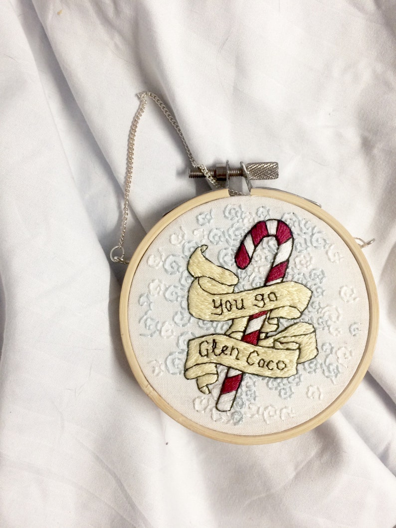 You Go Glen Coco Candy Cane Finished Embroidery Art Christmas Etsy