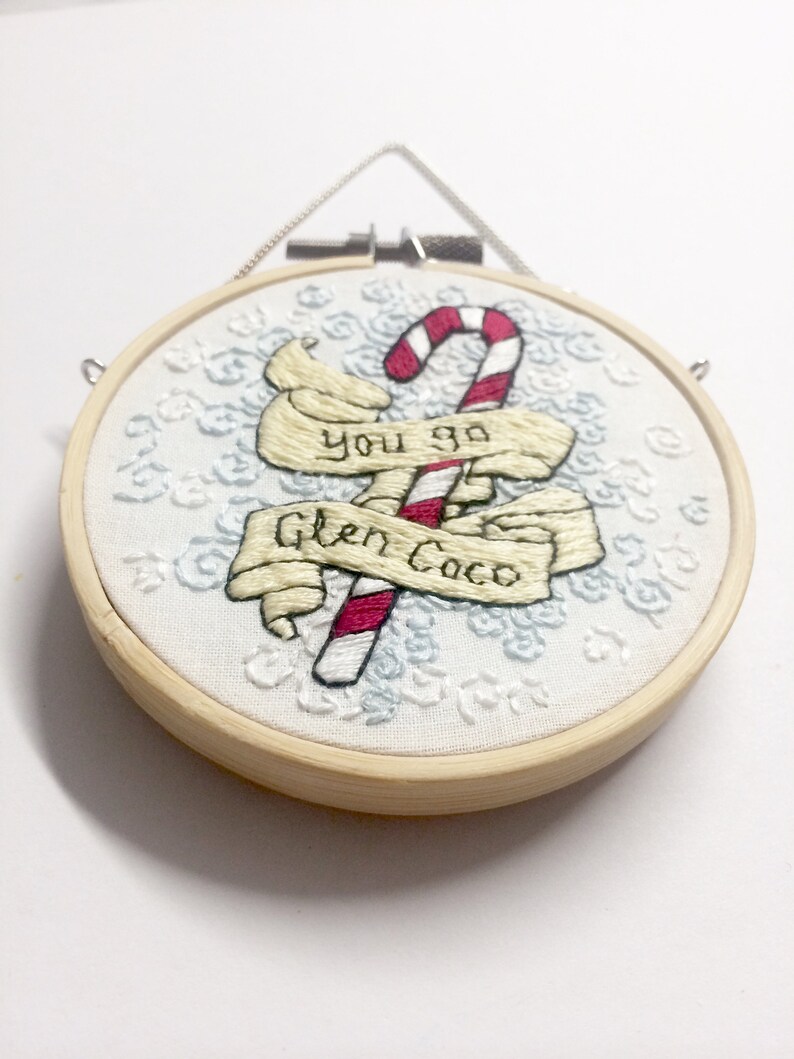You Go Glen Coco Candy Cane Finished Embroidery Art Christmas Etsy