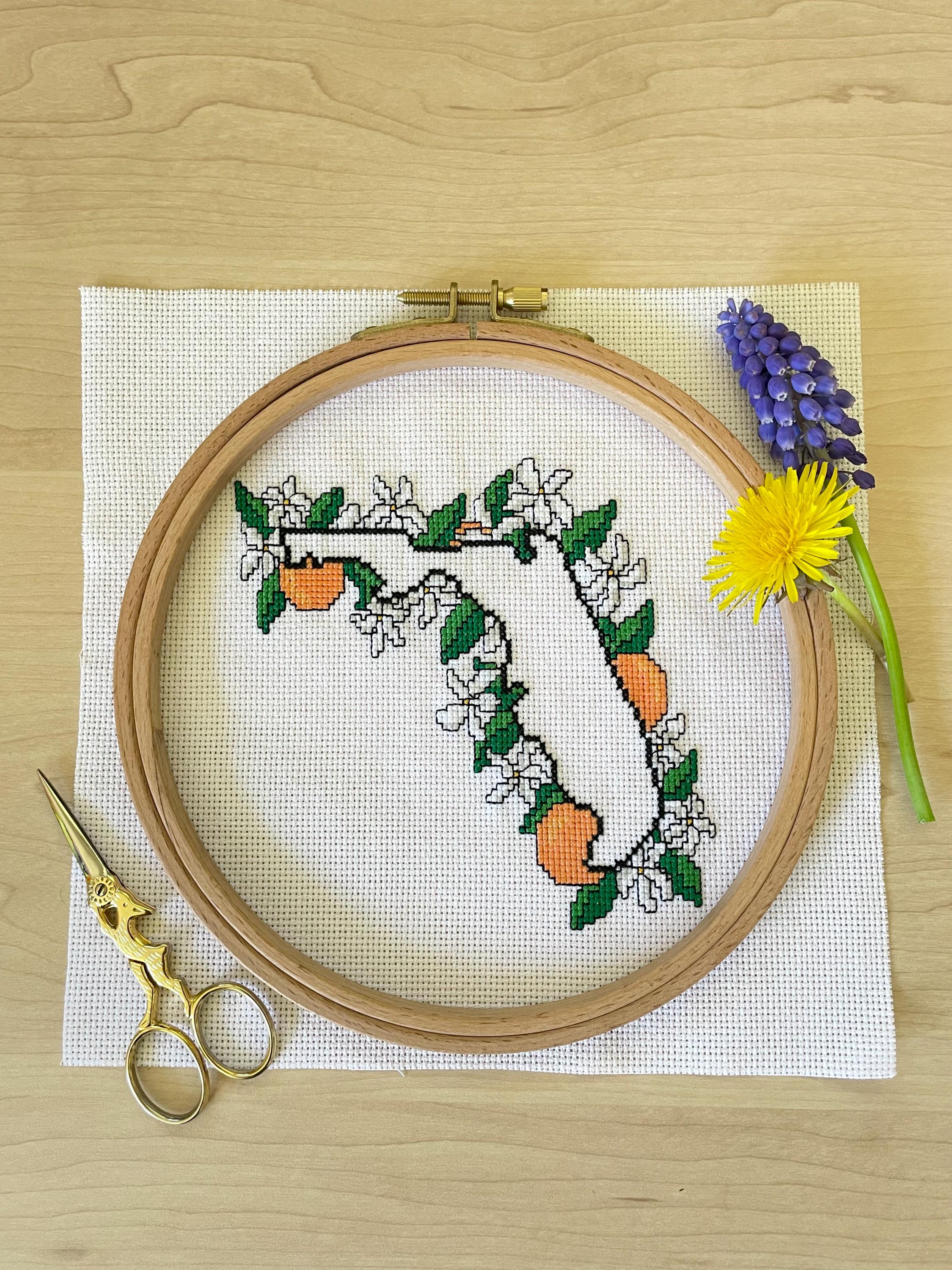 Orange Blossom Cross Stitch Pattern: Florida State Flower (PDF