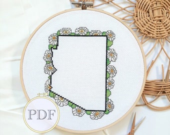 PDF Pattern - Arizona cross stitch pattern - Saguaro cactus pattern - state cross stitch project - easy cross stitch for beginner