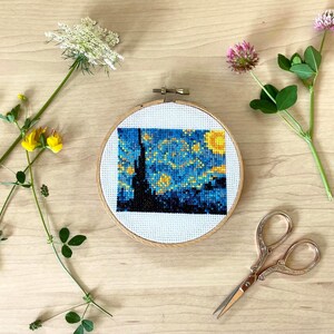 Van Gogh Starry Night Cross Stitch Pattern - Mini Art (Digital Download)