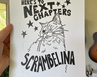 Scrambelina 8x10 linocut print