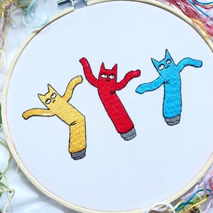 Funny Cat Embroidery Pattern - Tube Cats - Inflatable tube guy embroidery - PDF pattern