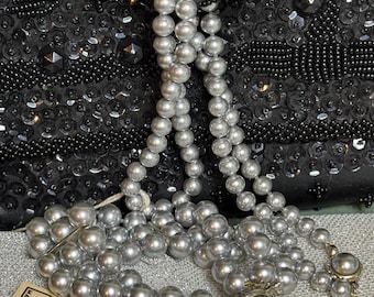 Vintage Mallorca Gray Pearl Necklace Bracelet Made In Spain NOS With Tags