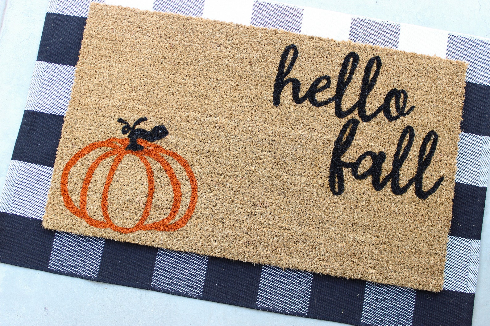 Hello Fall Doormat Autumn Doormat Fall Doormat Pumpkin Etsy