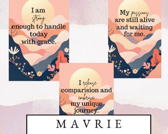 女性向けアファメーションカード（印刷可能）、セルフケアと自信向上、ポジティブマインドセットカード、デジタルダウンロード