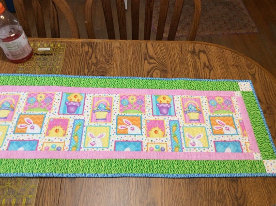 Easter Quilted Table Topper Quilted Candle Mat Flowers Bunnies Spring Easter Table Runner Chicks Easter Decor Spring Mini Quilt Easter Quilted Table Topper Quilted Candle Mat Flowers Bunnies Spring Easter Table Runner Chicks Easter Decor Spring Mini Quilt