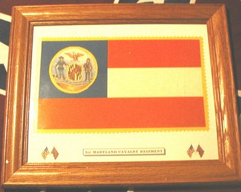 American Civil War Flag, Southern Stars and Bars Flag..1st Maryland Cavalry, Patriotic Wall Art, Wall Decor.