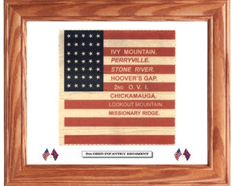 35 star Flag, American Flag, Civil War Flag...2nd Ohio Infantry, Patriotic Americana Wall Decor, Wall Art.