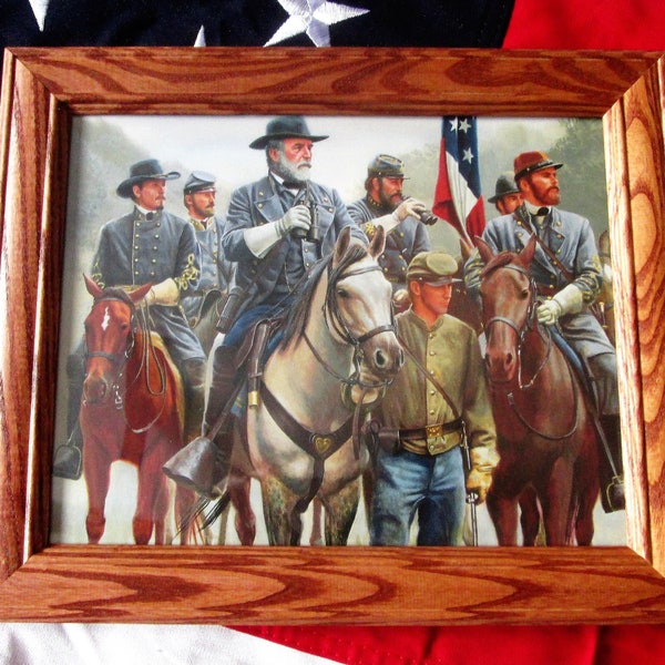 Civil War Painting Print. Manassas, Gettysburg, Robert E Lee and Staff