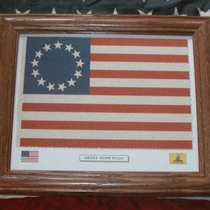 Framed Revolutionary War Flag, 13 Star American Flag, Betsy Ross Flag, Partriotic Americana Wall Decor, Wall Art.