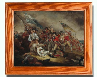 Cuadro de la Revolución Americana sobre lienzo. BUNKER HILL, Joseph Warren, por John Trumbull. Arte mural patriótico, decoración de pared.