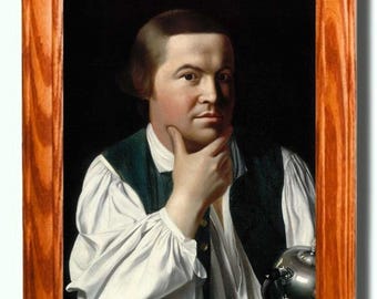 Framed Painting on canvas, Portrait of Paul Revere, Great American Patriot, American Wall Art, Wall Decor.