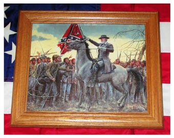 Grabado de la Guerra Civil Americana. General Robert E. Lee, La última concentración en Sayler's Creek, 1865. Arte mural sureño, decoración de pared.