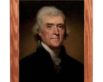 Framed Painting, Portrait of President Thomas Jefferson on Canvas, Rembrandt Peale 1800, Americana Wall Decor, Wall Art.