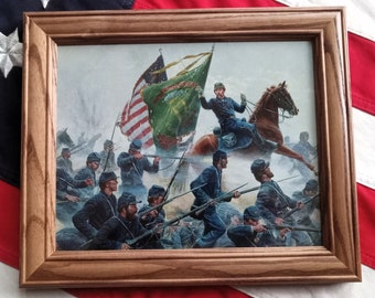 Framed American Civil War Print. General Meagher and the Irish Brigade at Antietam, Patriotic Wall Art, Wall Decor.