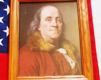 Painting on Canvas, Portrait of American Patriot, Benjamin Franklin, 1778