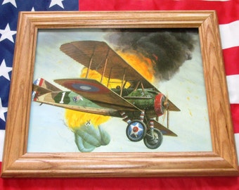 Framed World War One Print, Mort Kunstler, Eddie Rickenbacker, US Air Force Ace, American Wall Art, Wall Decor.