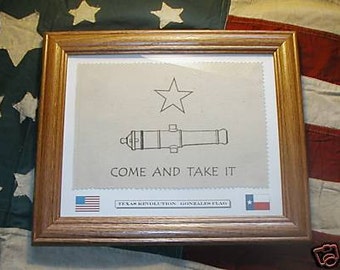 Framed Texas Revolution, Gonzales Flag, Come and Take It Flag, Historic Wall Art, Wall Hanging Decor.