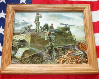 Framed Korean War Print / Painting, Mort Kunstler, 300th Artillery at Soyang, Korea 1951, Wall Art