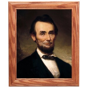 Framed Civil War Painting, Portrait of President Abraham Lincoln on Canvas. 1915