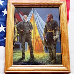Framed Civil War Print. Confederates Robert E Lee and JEB Stuart. Gettysburg, 1863, Wall Art
