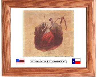 Framed San Jacinto Flag..Historic Texas Revolution Flag, Patriotic American Wall Art, Wall Decor.
