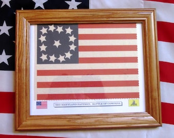 Bandera de 13 estrellas, bandera de la Revolución estadounidense, 3.º Maryland, patrón de la Batalla de Cowpens, arte patriótico para colgar en la pared, decoración de pared.