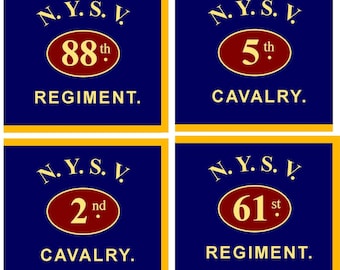 Bandera personalizada de la Guerra Civil, estandarte del estado de Nueva York, marcador de flanco. Infantería/Caballería, decoración de pared.