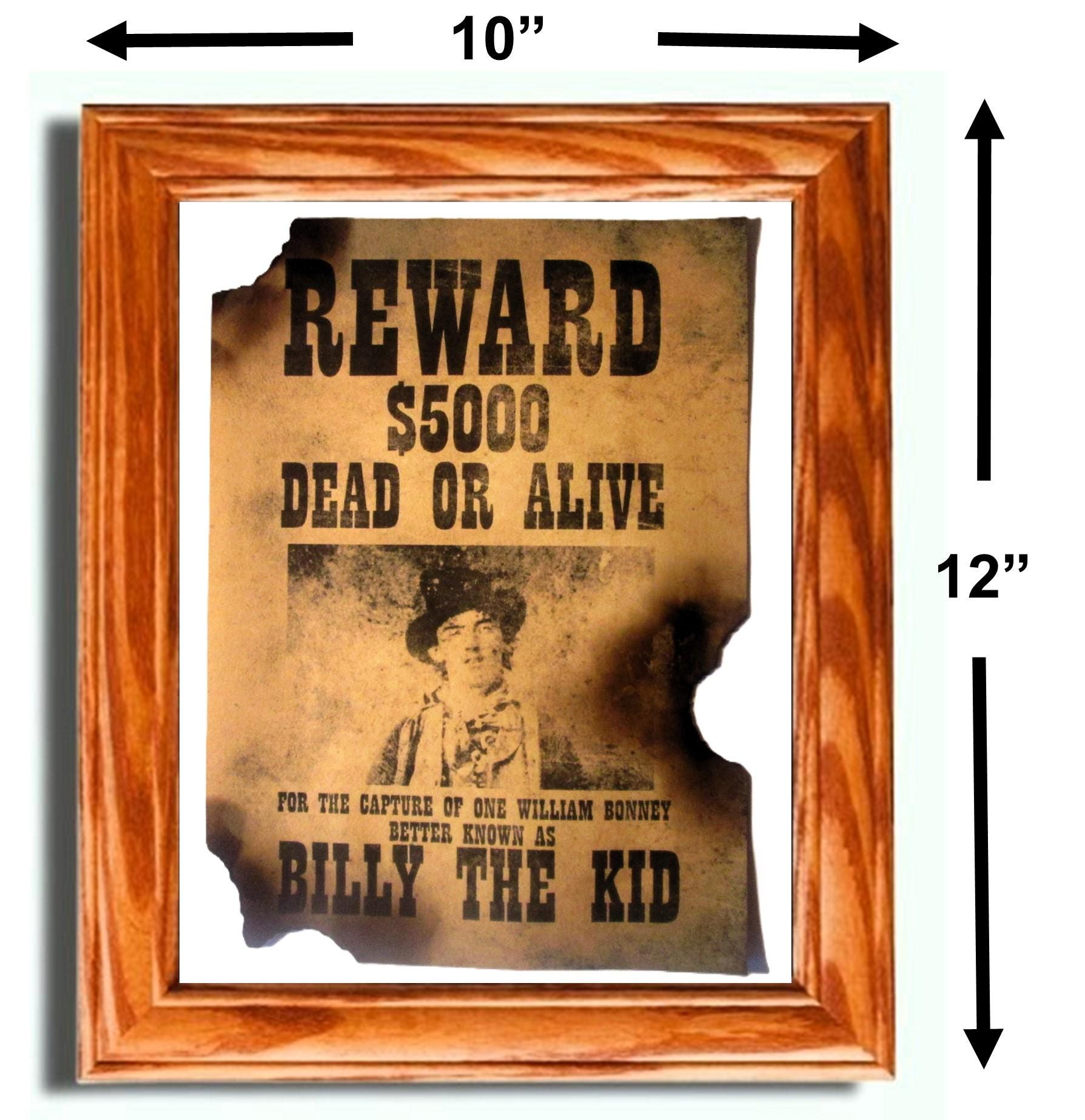 Framed Outlaw Billy the Kid Wanted Poster, American Western Wall